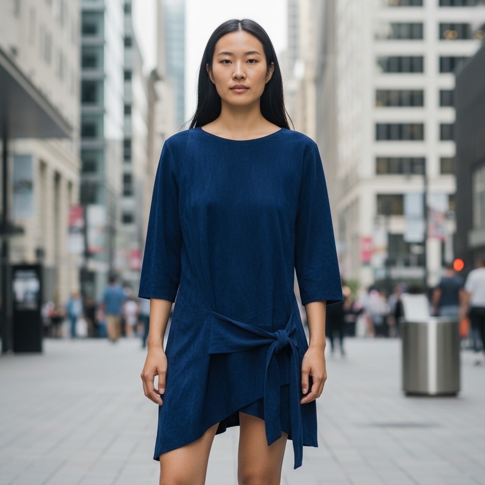 MAGLIA 70s Suede Asymmetrical Shirt or Dress Royal Blue